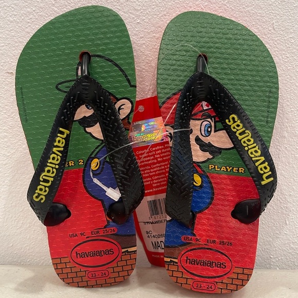 NWT Super Mario Bros Havaianas Toddler Flip Flop Size 23-24 - Picture 1 of 11